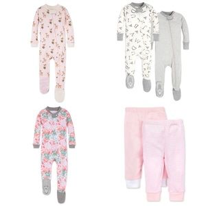 New 6 Piece 12M Burt’s Bees Baby Bundle Set Footed Sleeper Footies Pants